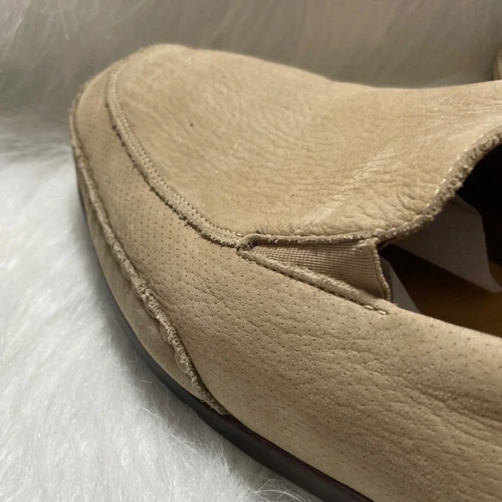 Mephisto Cool-Air Mens Beige Pebbled Leather Moc‎ Toe Loafers Shoes US 13